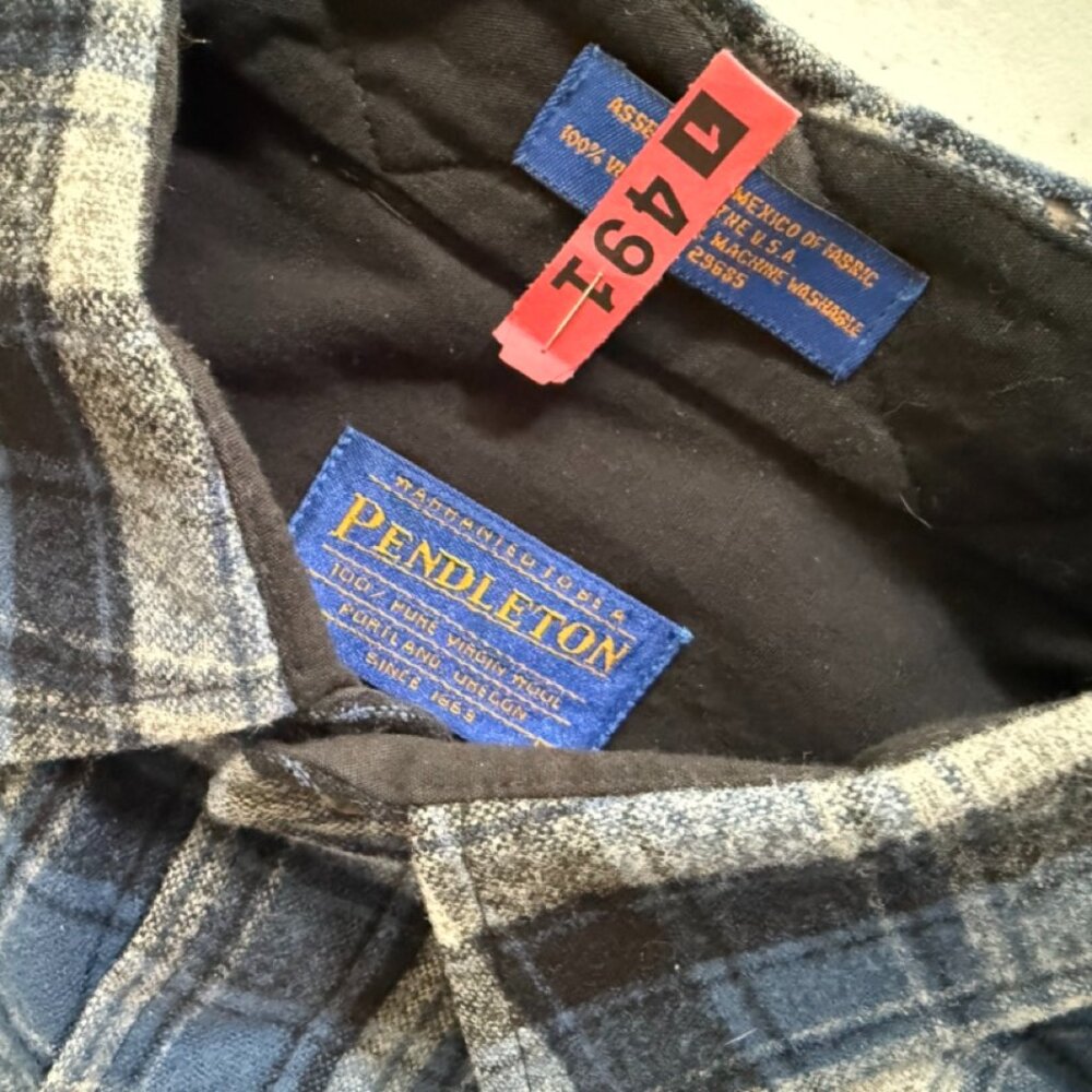 Pendleton Blue and Grey Plaid Button Down Shirt -… - image 2